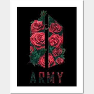 BTS Army logo (rose texture flowers) | Kpop Army Posters and Art